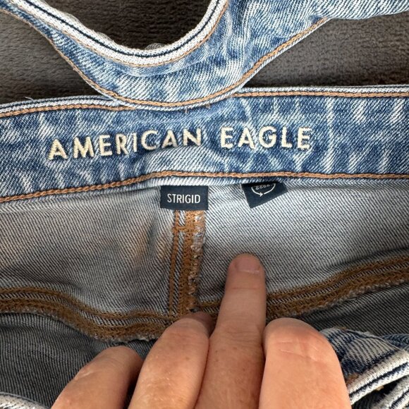 American Eagle SUPER HIGH-RISE BAGGY STRAIGHT Jeans Women’s Size 6 Blue Strigid - Picture 7 of 11